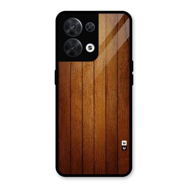 Brown Wood Design Glass Back Case for Oppo Reno8 5G