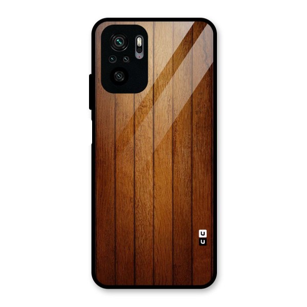 Brown Wood Design Glass Back Case for Redmi Note 10