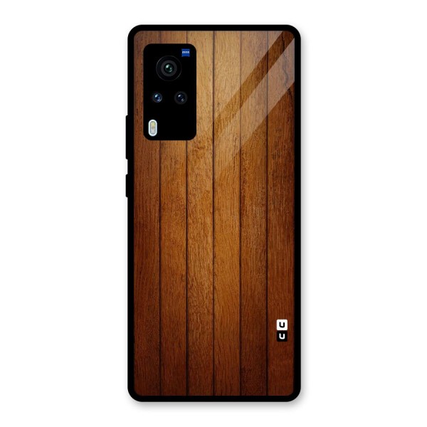 Brown Wood Design Glass Back Case for Vivo X60 Pro