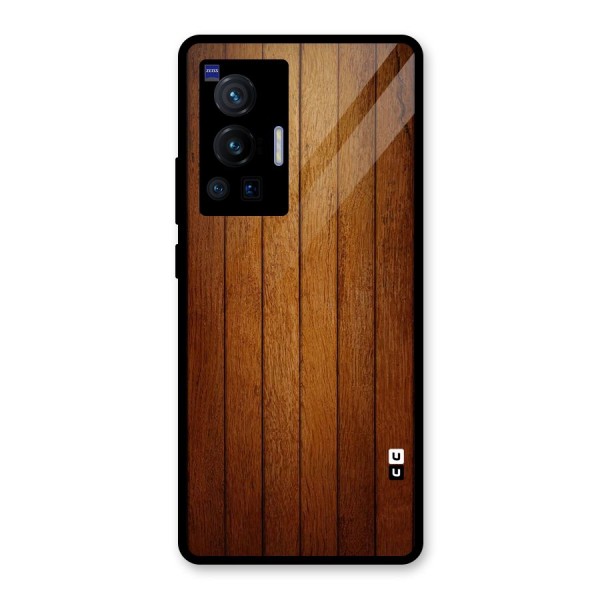 Brown Wood Design Glass Back Case for Vivo X70 Pro