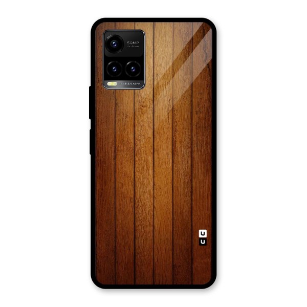 Brown Wood Design Glass Back Case for Vivo Y21 2021