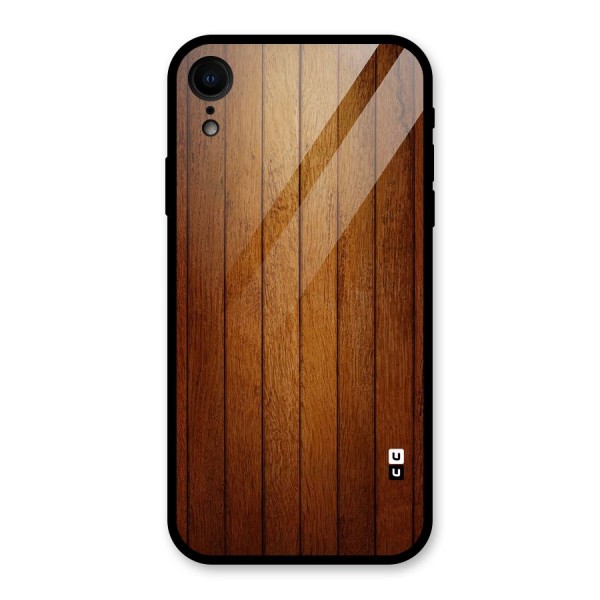 Brown Wood Design Glass Back Case for XR