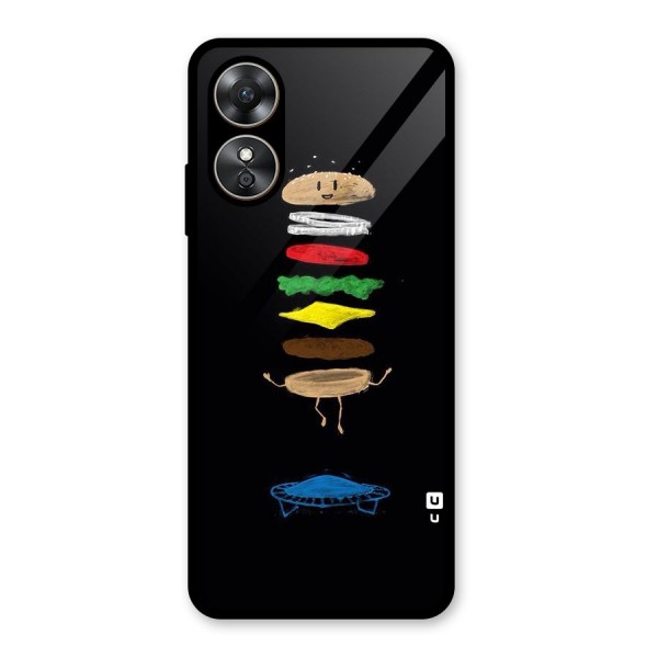 Burger Jump Glass Back Case for Oppo A17