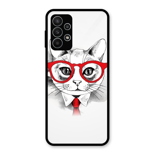 Business Cat Glass Back Case for Galaxy A23