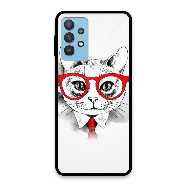 Business Cat Glass Back Case for Galaxy M32 5G