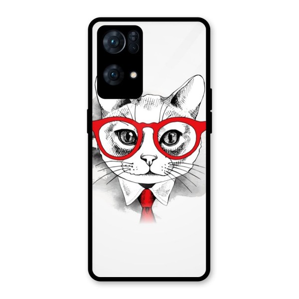 Business Cat Glass Back Case for Oppo Reno7 Pro 5G