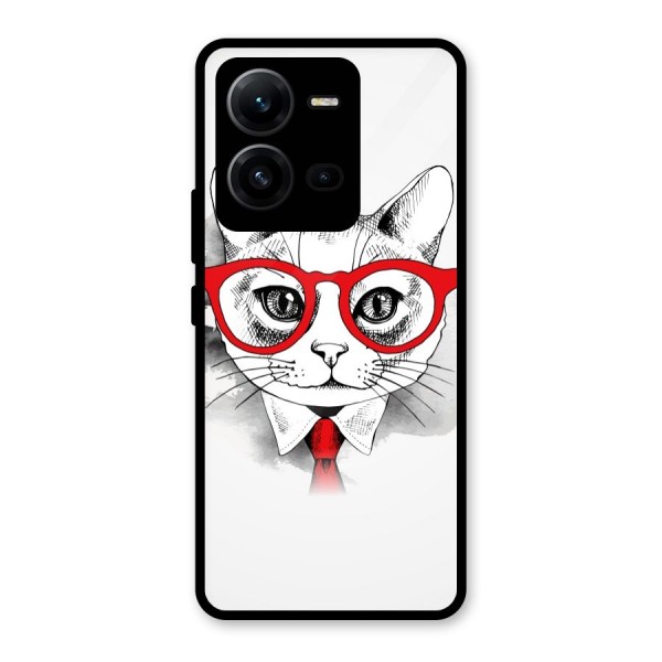 Business Cat Glass Back Case for Vivo V25