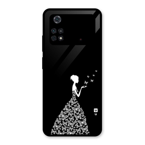 Butterfly Dress Glass Back Case for Poco M4 Pro 4G