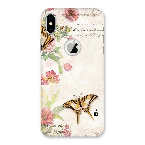 Butterfly Floral Back Case for iPhone XS Logo Cut