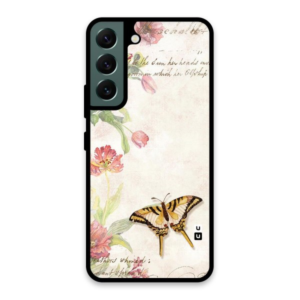 Butterfly Floral Glass Back Case for Galaxy S22 5G