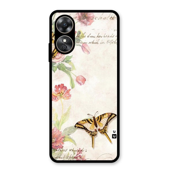 Butterfly Floral Glass Back Case for Oppo A17