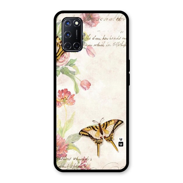 Butterfly Floral Glass Back Case for Oppo A52