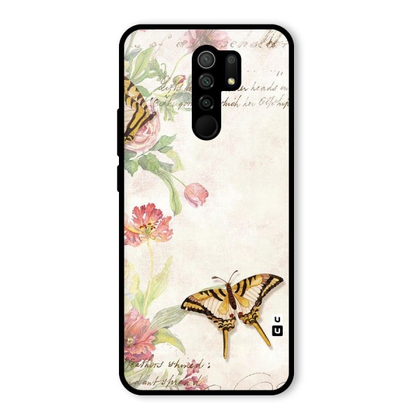 Butterfly Floral Glass Back Case for Redmi 9 Prime