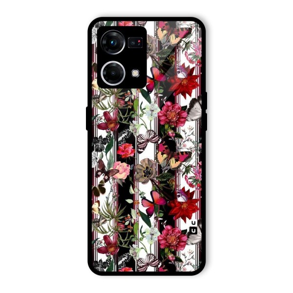 Butterfly Flowers Glass Back Case for Oppo F21s Pro 4G