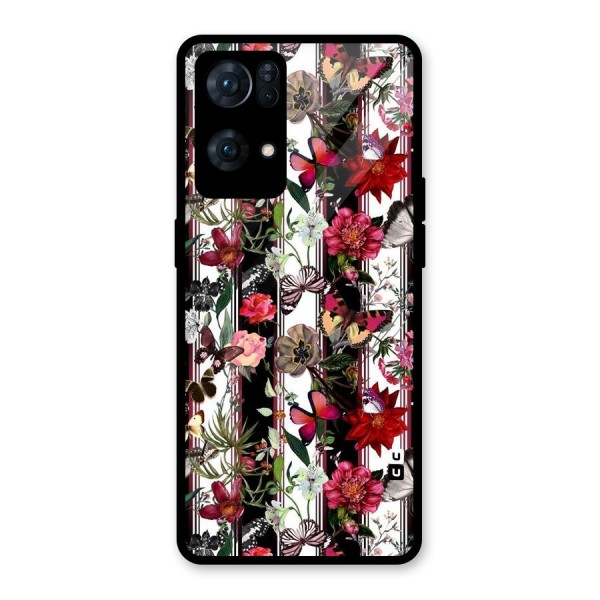 Butterfly Flowers Glass Back Case for Oppo Reno7 Pro 5G