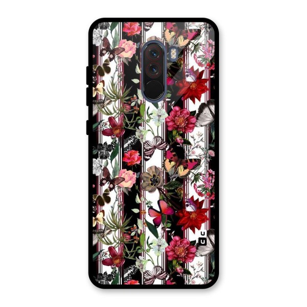 Butterfly Flowers Glass Back Case for Poco F1