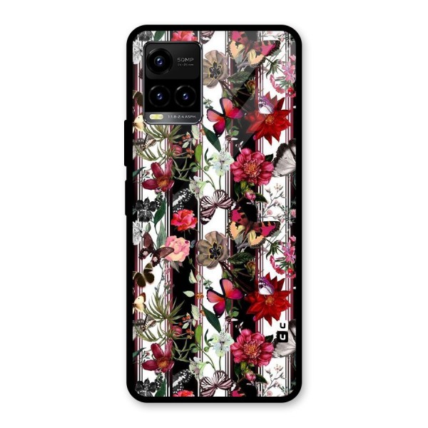 Butterfly Flowers Glass Back Case for Vivo Y21 2021