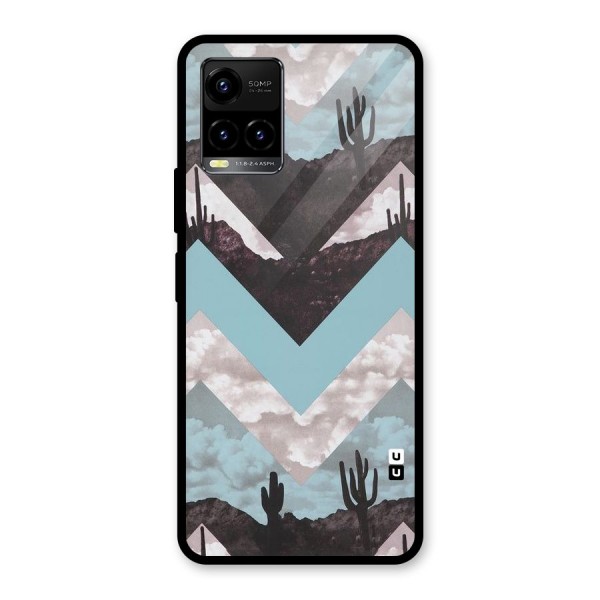 Cacutus Zig Zag Pattern Glass Back Case for Vivo Y33s