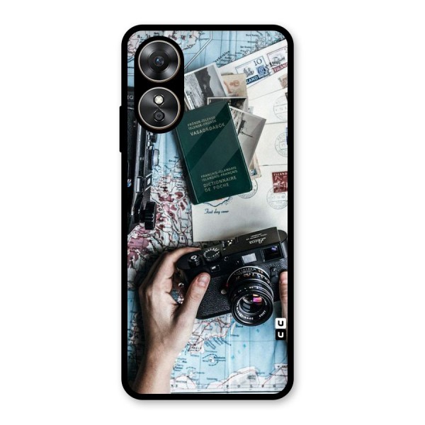 Camera and Postcards Glass Back Case for Oppo A17