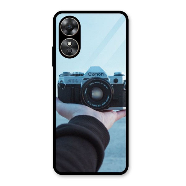 Camera in Hand Glass Back Case for Oppo A17