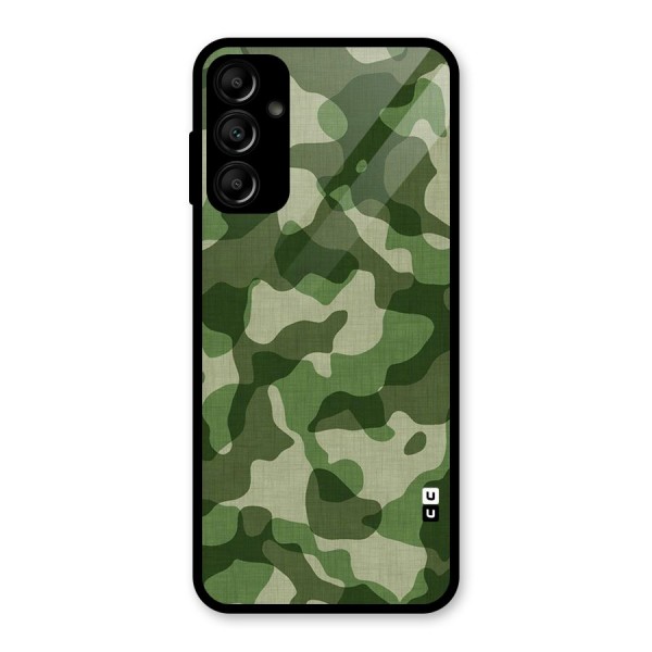 Camouflage Pattern Art Glass Back Case for Galaxy A14 5G