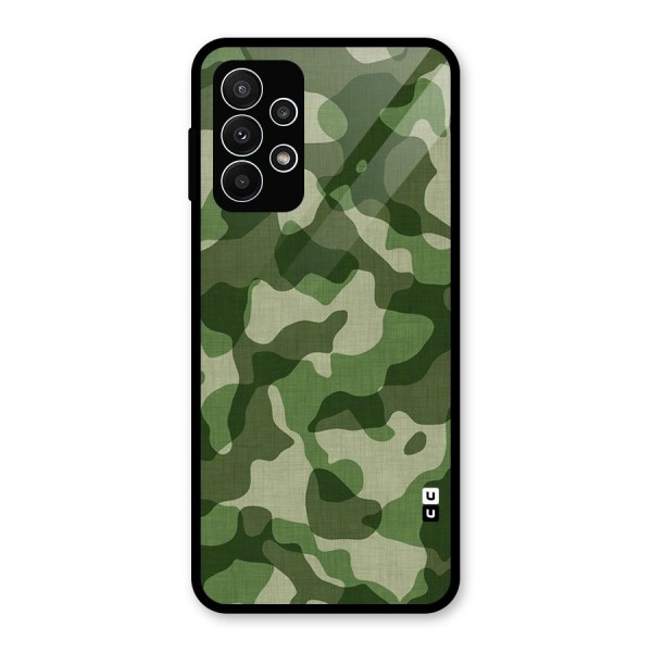 Camouflage Pattern Art Glass Back Case for Galaxy A23