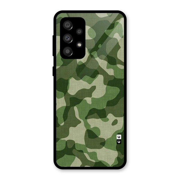 Camouflage Pattern Art Glass Back Case for Galaxy A32