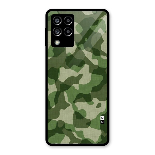 Camouflage Pattern Art Glass Back Case for Galaxy M53 5G