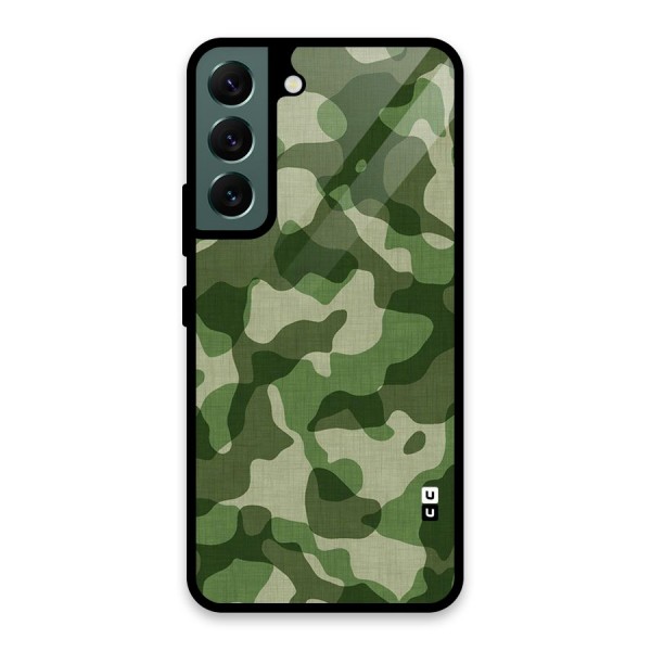 Camouflage Pattern Art Glass Back Case for Galaxy S22 5G