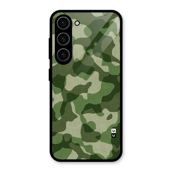 Camouflage Pattern Art Glass Back Case for Galaxy S23