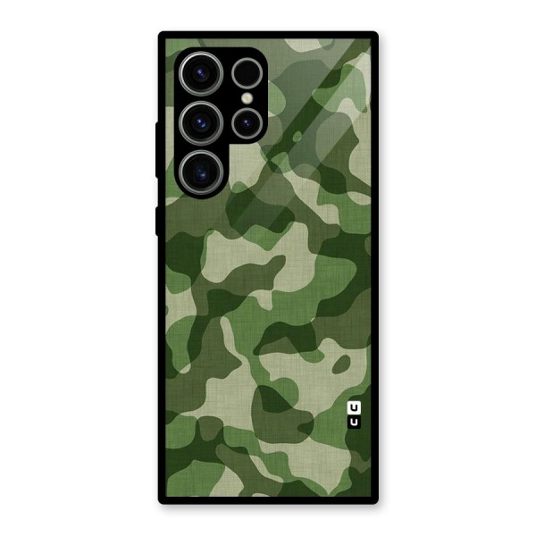 Camouflage Pattern Art Glass Back Case for Galaxy S23 Ultra