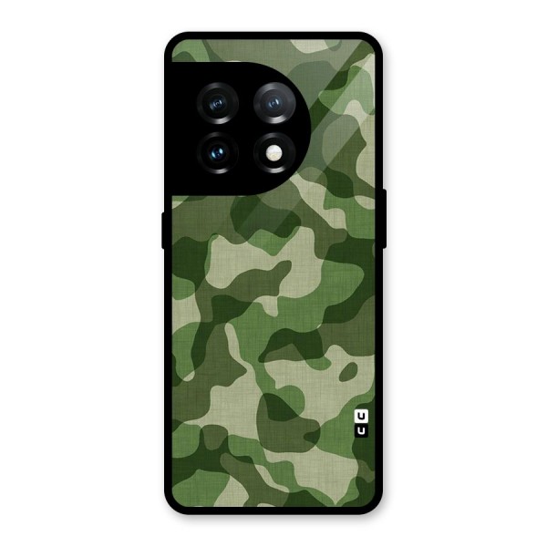 Camouflage Pattern Art Glass Back Case for OnePlus 11