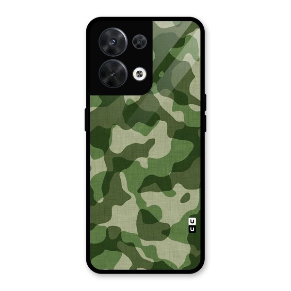 Camouflage Pattern Art Glass Back Case for Oppo Reno8 5G