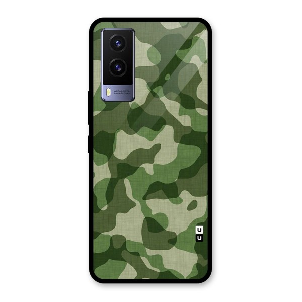 Camouflage Pattern Art Glass Back Case for Vivo V21e 5G