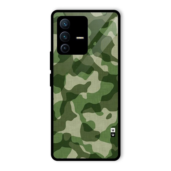 Camouflage Pattern Art Glass Back Case for Vivo V23 Pro