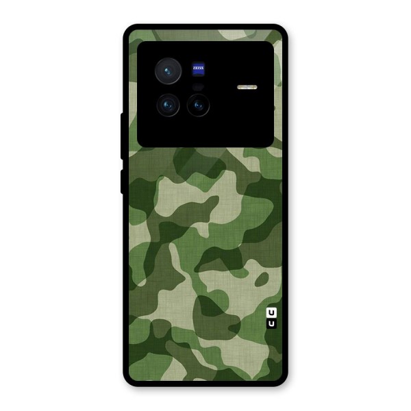 Camouflage Pattern Art Glass Back Case for Vivo X80