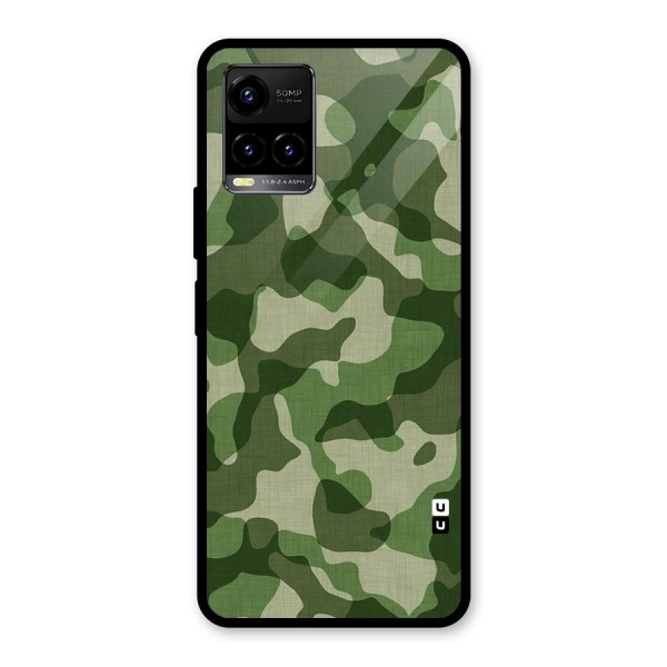 Camouflage Pattern Art Glass Back Case for Vivo Y21G