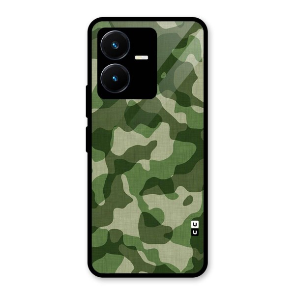 Camouflage Pattern Art Glass Back Case for Vivo Y22