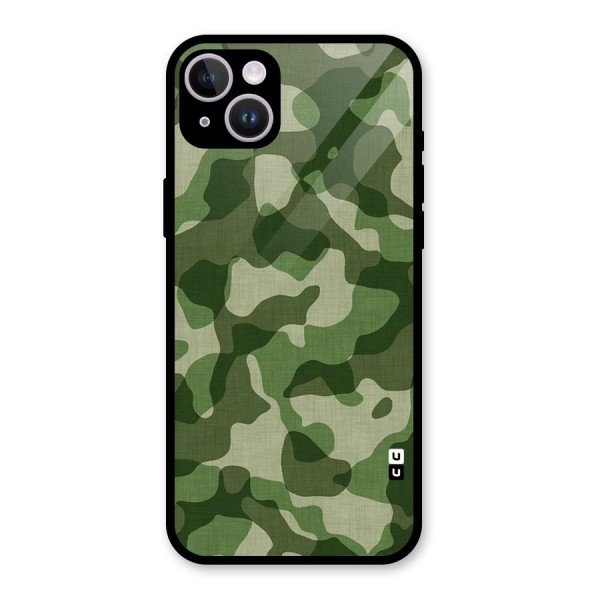 Camouflage Pattern Art Glass Back Case for iPhone 14 Plus
