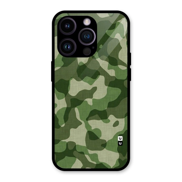 Camouflage Pattern Art Glass Back Case for iPhone 14 Pro