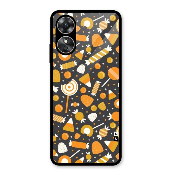 Candies Pattern Glass Back Case for Oppo A17