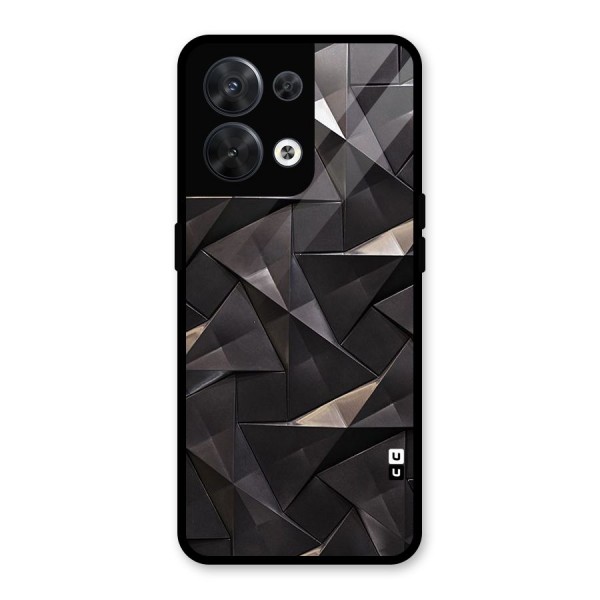 Carved Triangles Glass Back Case for Oppo Reno8 5G