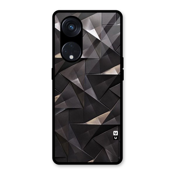 Carved Triangles Glass Back Case for Reno8 T 5G