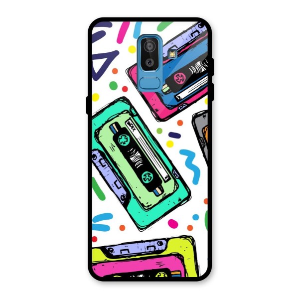 Cassette Pattern Glass Back Case for Galaxy J8