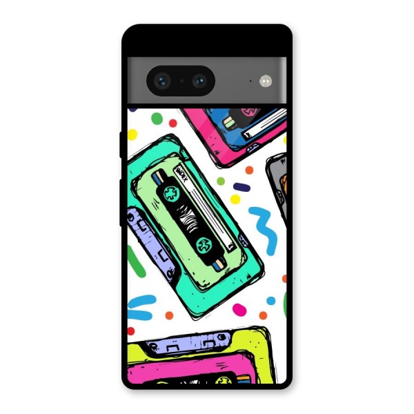 Cassette Pattern Glass Back Case for Google Pixel 7