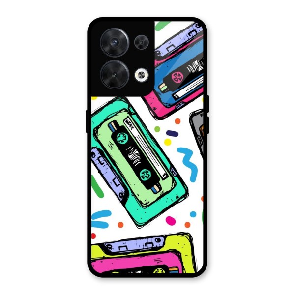 Cassette Pattern Glass Back Case for Oppo Reno8 5G