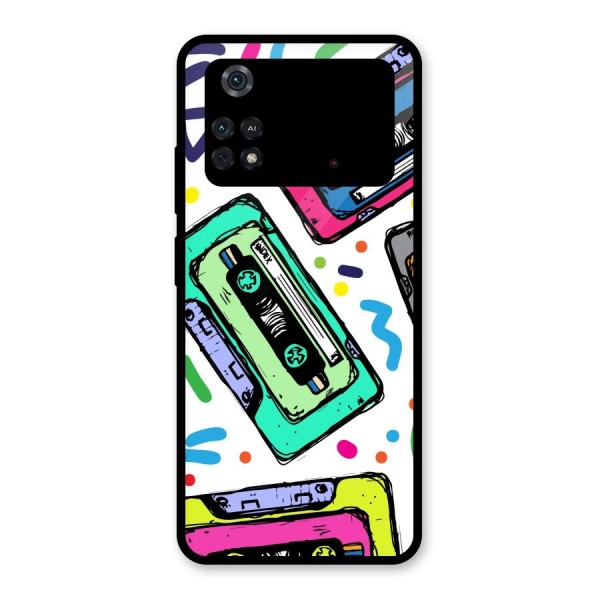 Cassette Pattern Glass Back Case for Poco M4 Pro 4G