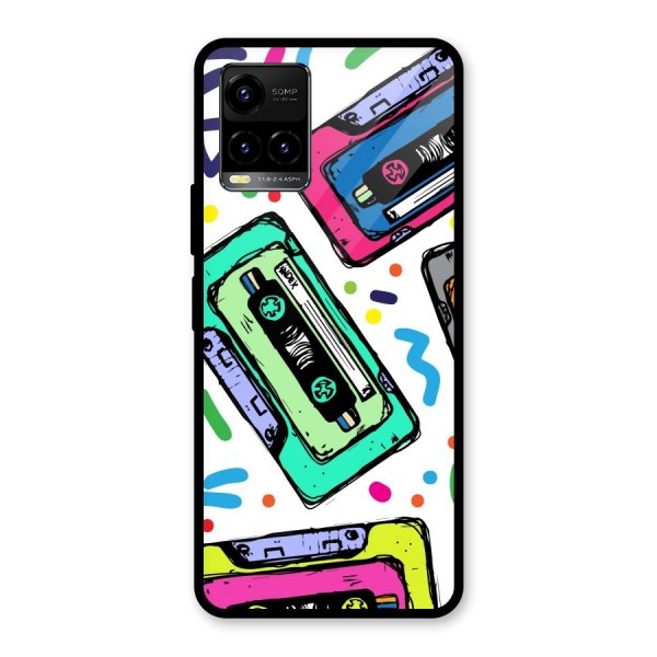 Cassette Pattern Glass Back Case for Vivo Y21A