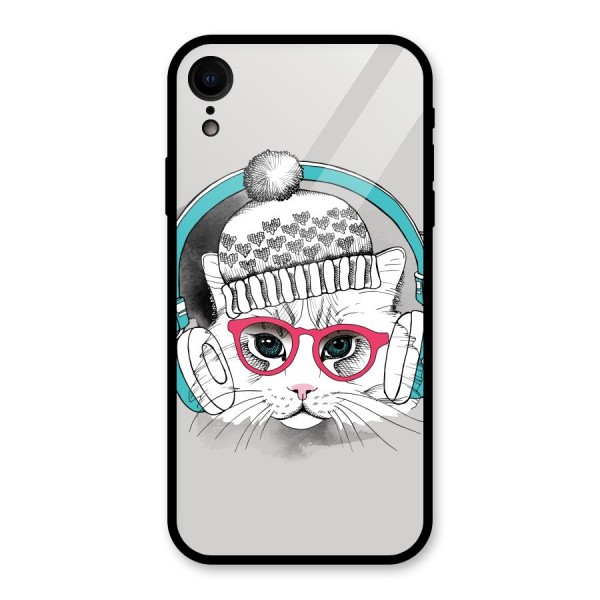 Cat Headphones Glass Back Case for XR