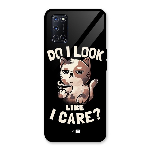 Cat Look Like Care Glass Back Case for Oppo A52